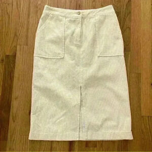 Moon River Corduroy MIDI Skirt Size L Ecru Off White Casual Career Teacher Work